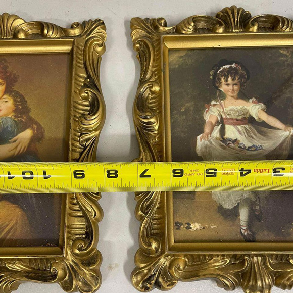 VTG Pair 2 Thomas Lawrence Framed Prints MISS MURRAY & MADAM LE BRUN Ornate Gold - Picture 4 of 7